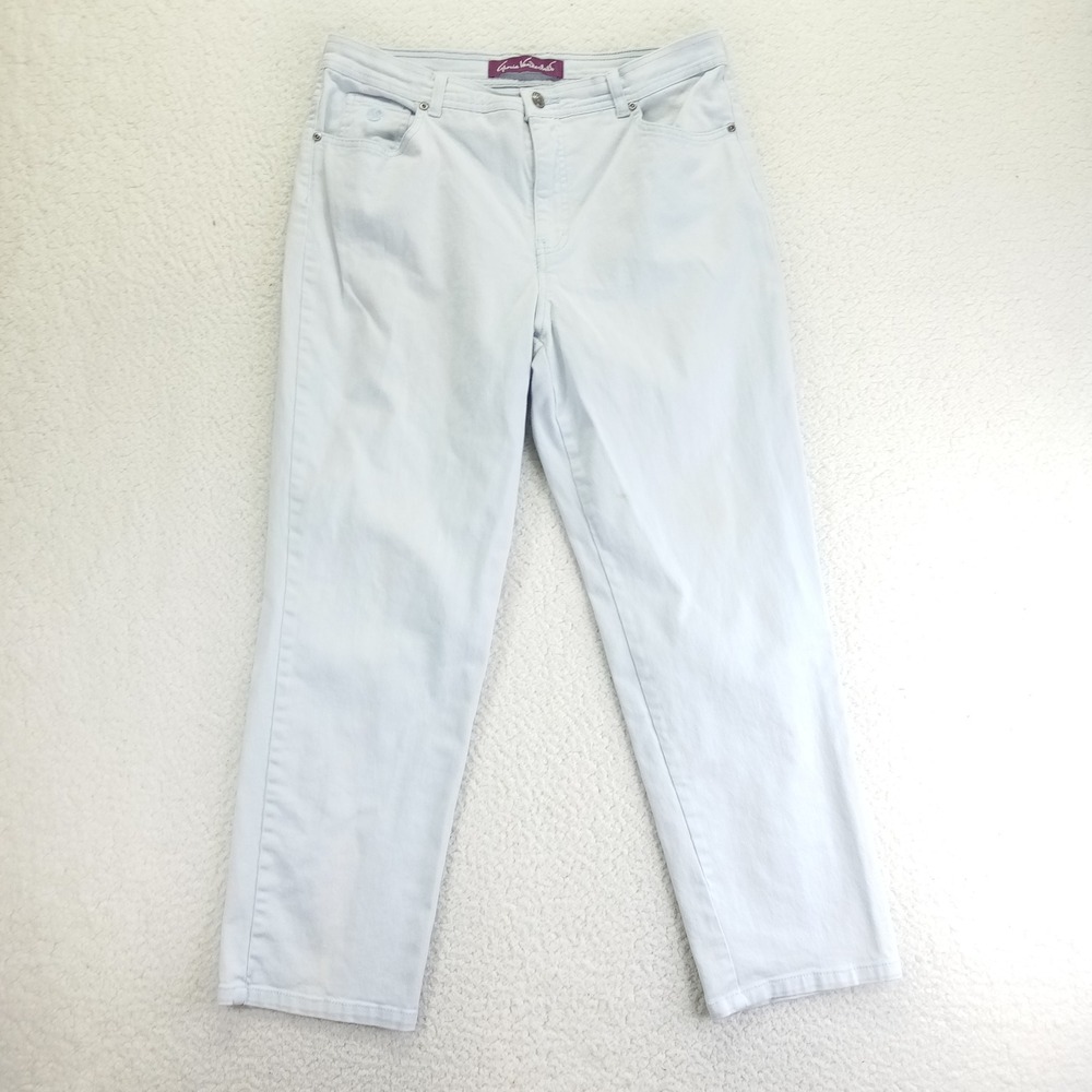 Gloria Vanderbilt Amanda High Rise Straight Leg Jeans Light Blue Women 16 Short
